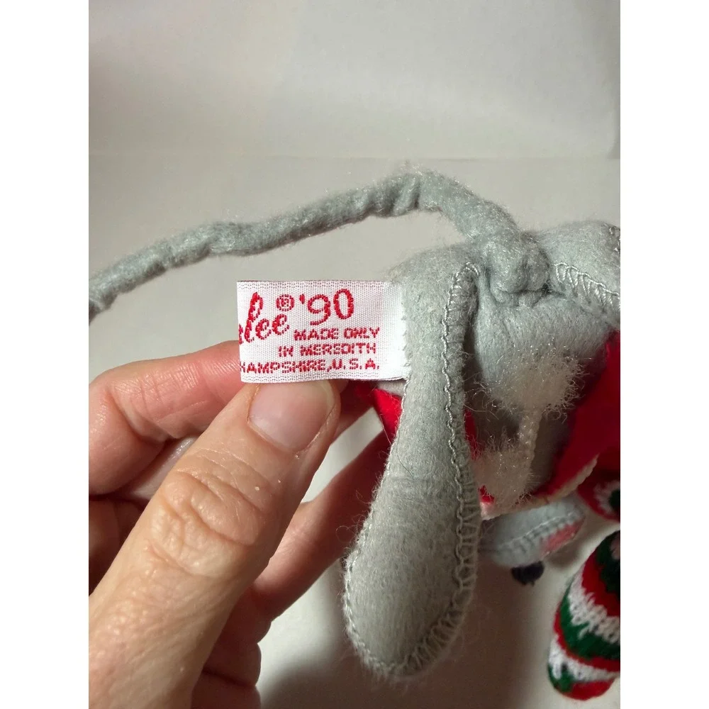 Vintage 1990 Annalee Dolls Christmas‎ Mouse Red Nightcap Stocking Grey 6 Inch